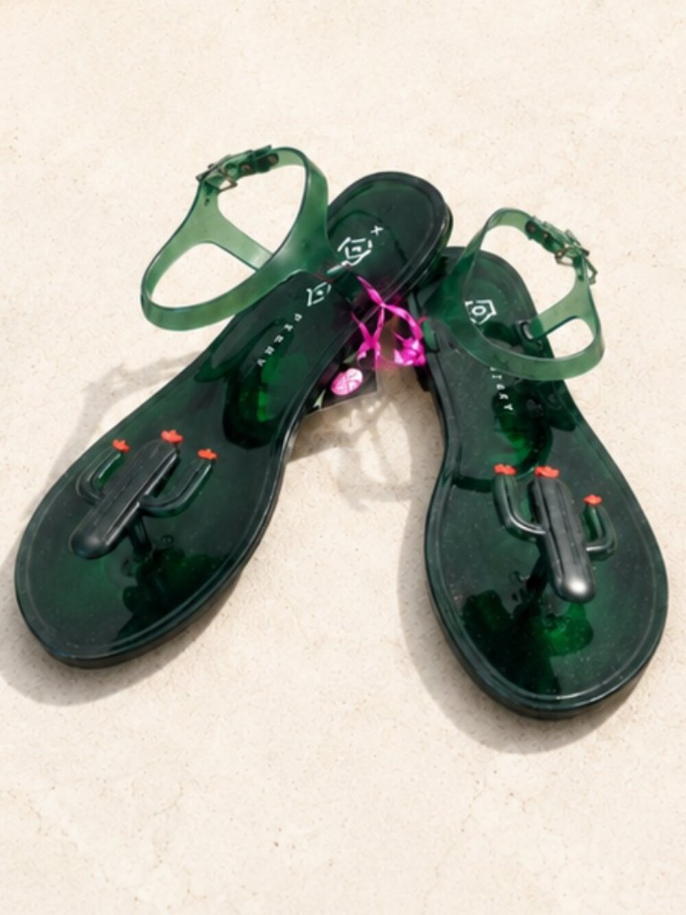 Katy Perry The Geli Women’s 8 Green Cactus Jelly Sandals Ankle Strap NEW